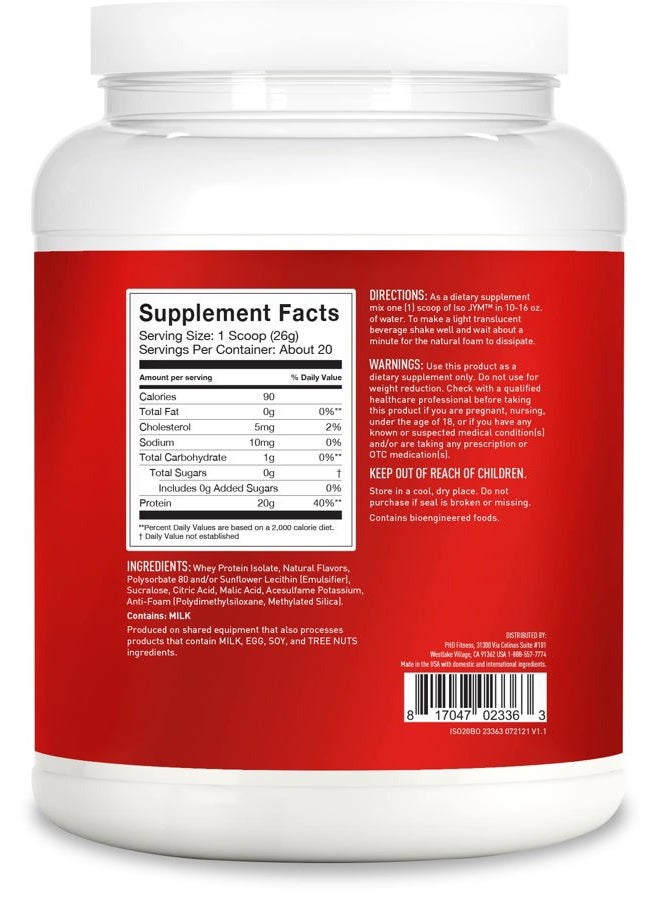 JYM Supplement Science Iso JYM Bombsicle, 90 Calories, 100% Whey Protein Isolate, Zero Fat, Zero Sugars, Mixes Clear, for Women & Men, JYM Supplement Science, 20 Servings - Image 2