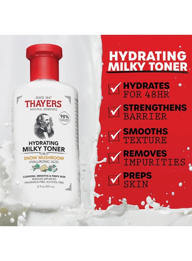 THAYERS Milky Face Toner with Snow Mushroom and Hyaluronic Acid, Natural Gentle Facial Toner, Dermatologist Recommended, for Dry and Sensitive Skin, 8.5 Oz (Pack of 2) - Image 2