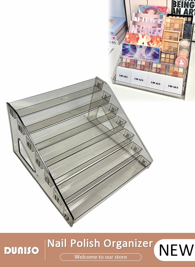 DUNISO رف عرض الأظافر بسبع طبقات حامل طلاء الأظافر الشفاف منظم طلاء الأظافر متعدد الوظائف حامل الزيوت الأساسية منظمات مستحضرات التجميل - Image 1