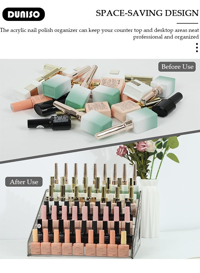 DUNISO رف عرض الأظافر بسبع طبقات حامل طلاء الأظافر الشفاف منظم طلاء الأظافر متعدد الوظائف حامل الزيوت الأساسية منظمات مستحضرات التجميل - Image 5