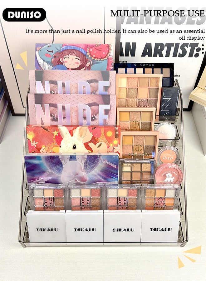 DUNISO رف عرض الأظافر بسبع طبقات حامل طلاء الأظافر الشفاف منظم طلاء الأظافر متعدد الوظائف حامل الزيوت الأساسية منظمات مستحضرات التجميل - Image 3