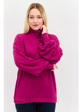 INC Women High Neck Solid Long Sleeves Sweater, Purple  - Image 1