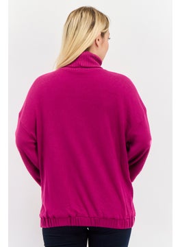 INC Women High Neck Solid Long Sleeves Sweater, Purple  - Image 3
