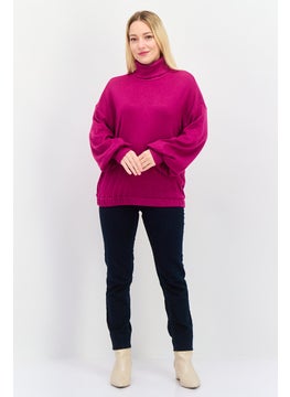 INC Women High Neck Solid Long Sleeves Sweater, Purple  - Image 4