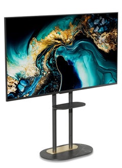 WISFOR Black Floor TV Stand: 40-75 Inch TV Mount Stand Universal Height Adjustable TV Stand with 2 Storage Shelves for Led Oled Qled Screens Max VESA 600×400mm Holds up to 40 KG  - Image 1