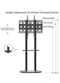 WISFOR Black Floor TV Stand: 40-75 Inch TV Mount Stand Universal Height Adjustable TV Stand with 2 Storage Shelves for Led Oled Qled Screens Max VESA 600×400mm Holds up to 40 KG  - Image 3