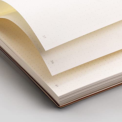 EMSHOI Dotted Journal Bullet Notebook,192 Numbered Pages B5 Large Dot Grid Composition Notebook with 100gsm Thick Dotted Paper, Softcover Leather, Inner Pocket, 7.48"x10.15"-Khaki - Image 3