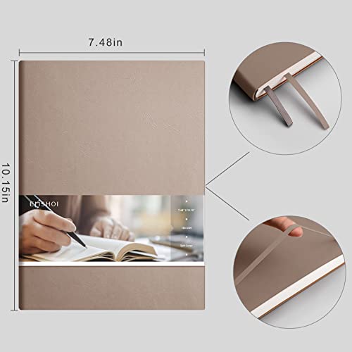 EMSHOI Dotted Journal Bullet Notebook,192 Numbered Pages B5 Large Dot Grid Composition Notebook with 100gsm Thick Dotted Paper, Softcover Leather, Inner Pocket, 7.48"x10.15"-Khaki - Image 4