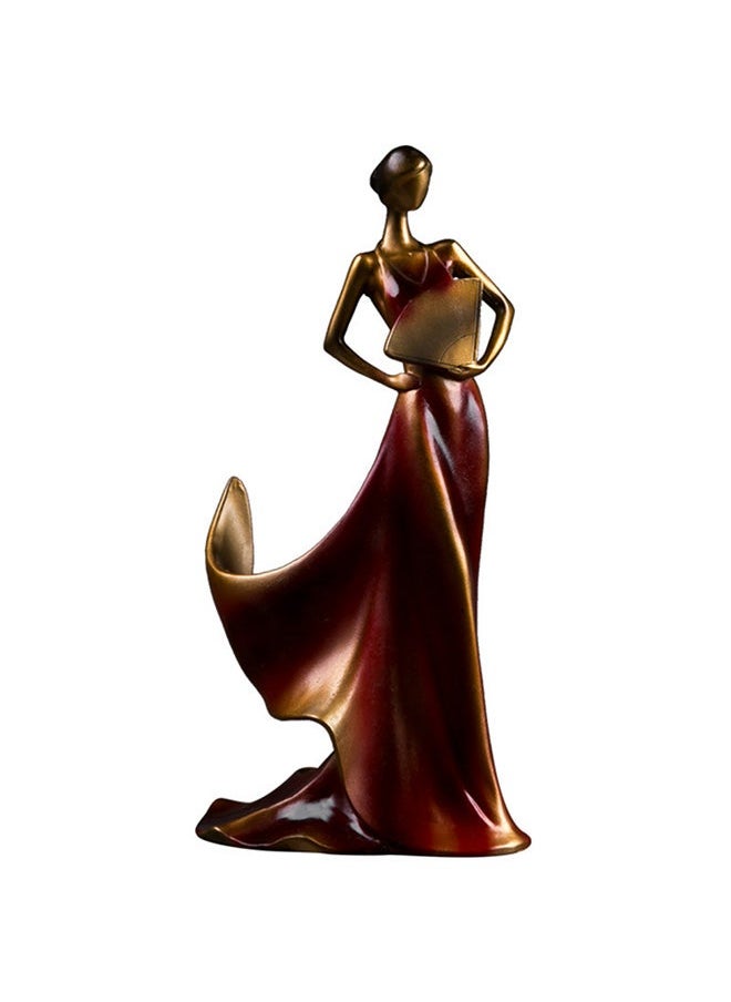 NIBEMINENT - European Antique Wine Rack Girl Crafts Ornaments Brown 30x15x25cm - Image 1