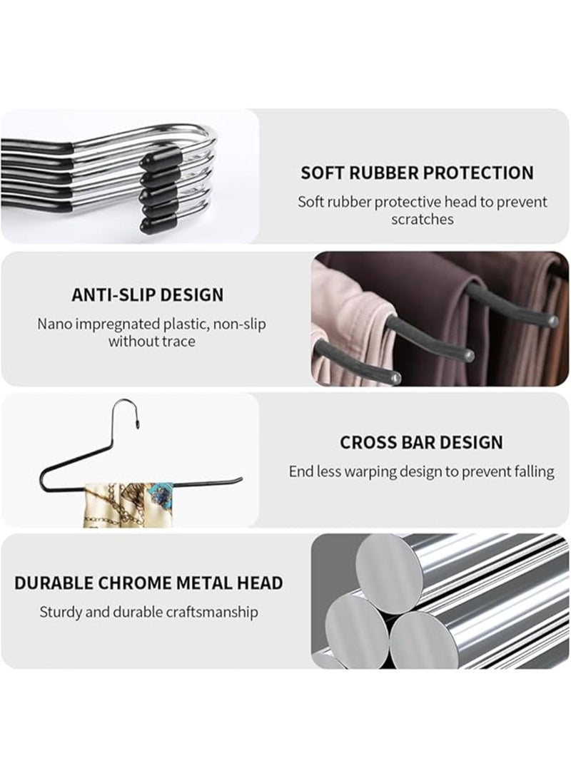 Open Hangers 20 Pack, Z-Type Pants Hangers Non Slip with Rubber Coating,  Multifunctional Strong Durable Metal Hangers for Pants Jeans Trousers Slacks Skirts, Space Saving, 35*14cm (White 20Pack) - Image 4