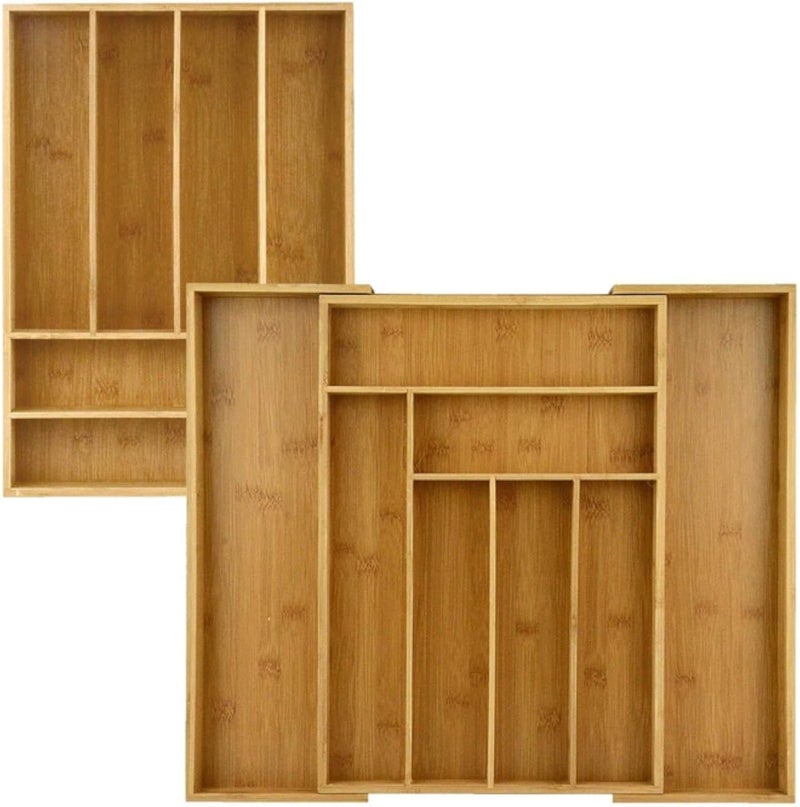 منظم أدراج هايم كونسيبت، صينية أدوات مائدة من الخيزران، منظم أدوات مائدة/حامل أدوات، فواصل أدراج لتنظيم أدوات المائدة والسكاكين في المطبخ