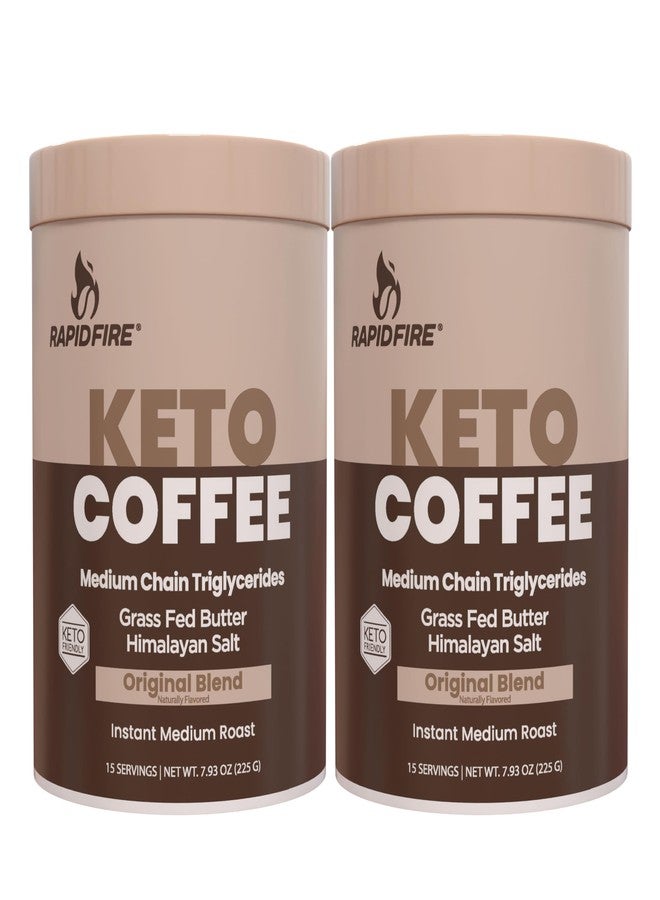 Rapid Fire Keto Coffee 2 Pack, Instant Keto with MCT Oil, Grass Fed Butter & Himalayan Salt - Low Carb Butter Coffee for Energy, Focus, Metabolism Support, Ketosis Lifestyle, 30 Servings, 2 Pack - Image 1
