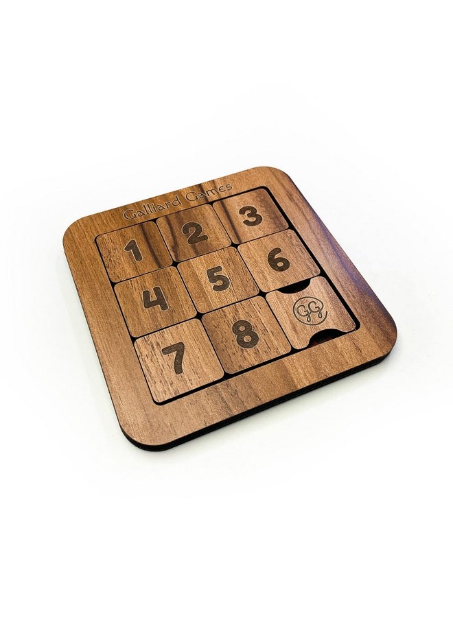 Galliard Games - Wooden Number Slide Fifteen Puzzle Noninterlocked Pieces (4X4 Roman) (White Oak) - Image 1