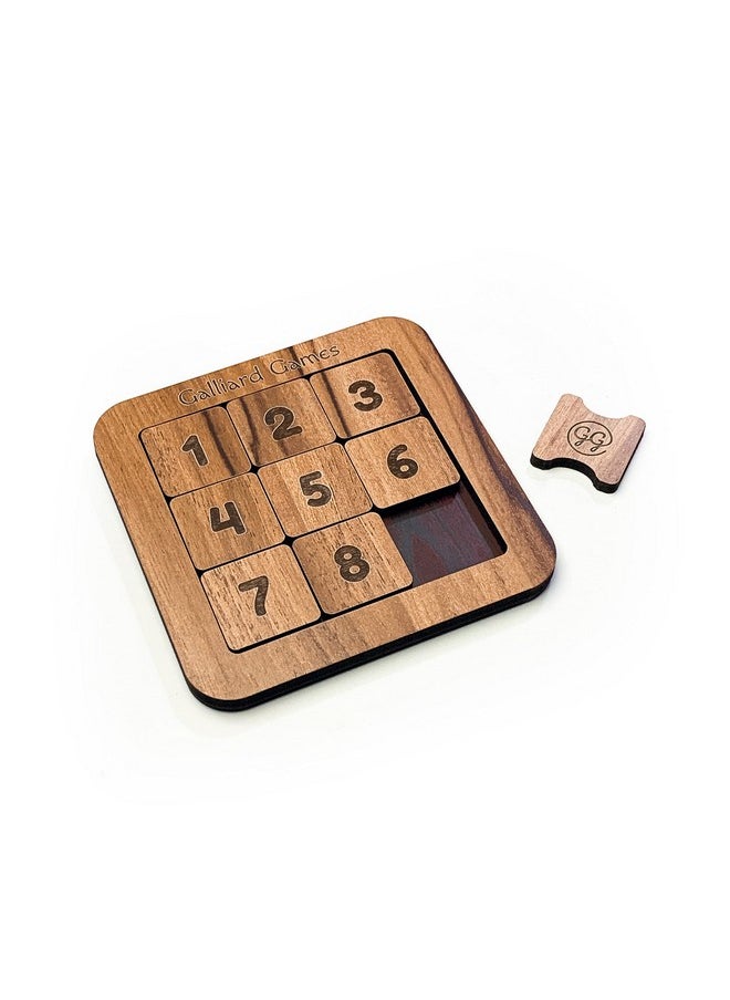 Galliard Games - Wooden Number Slide Fifteen Puzzle Noninterlocked Pieces (4X4 Roman) (White Oak) - Image 1