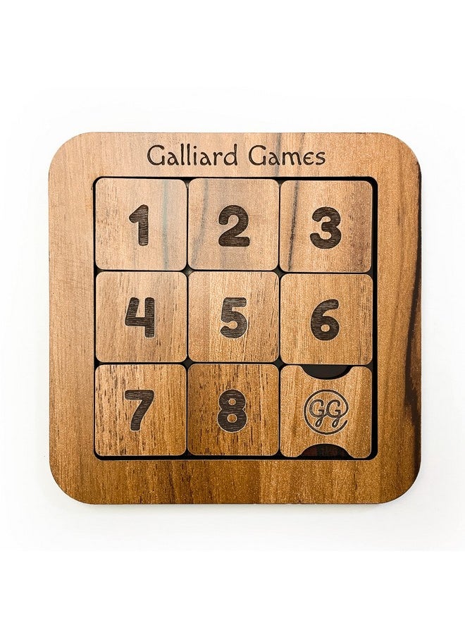 Galliard Games - Wooden Number Slide Fifteen Puzzle Noninterlocked Pieces (4X4 Roman) (White Oak) - Image 1