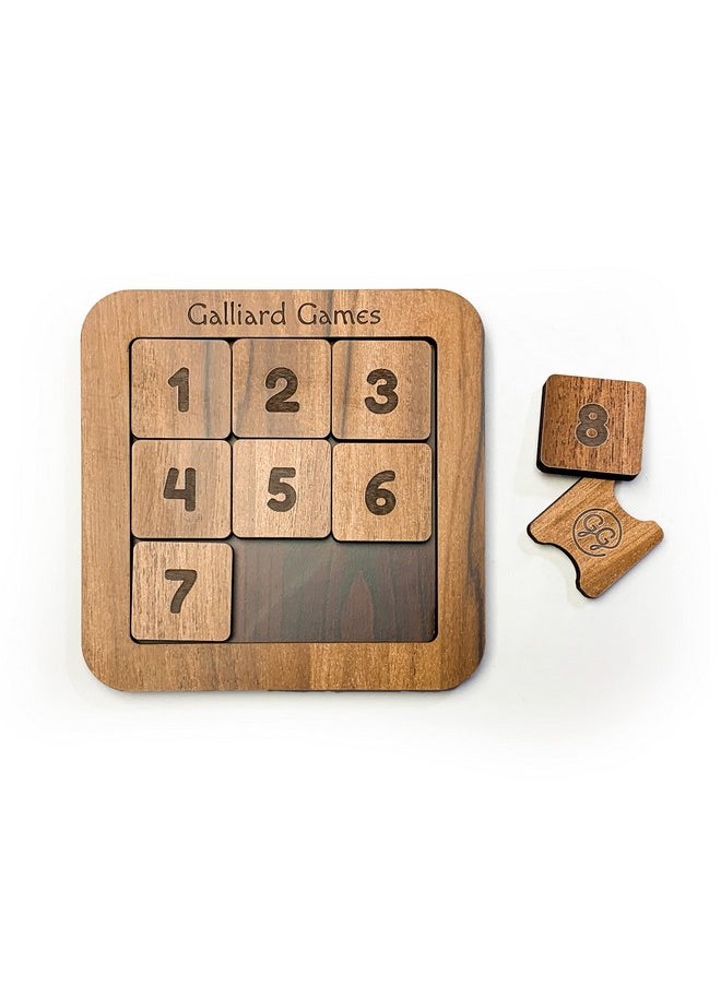 Galliard Games - Wooden Number Slide Fifteen Puzzle Noninterlocked Pieces (4X4 Roman) (White Oak) - Image 1