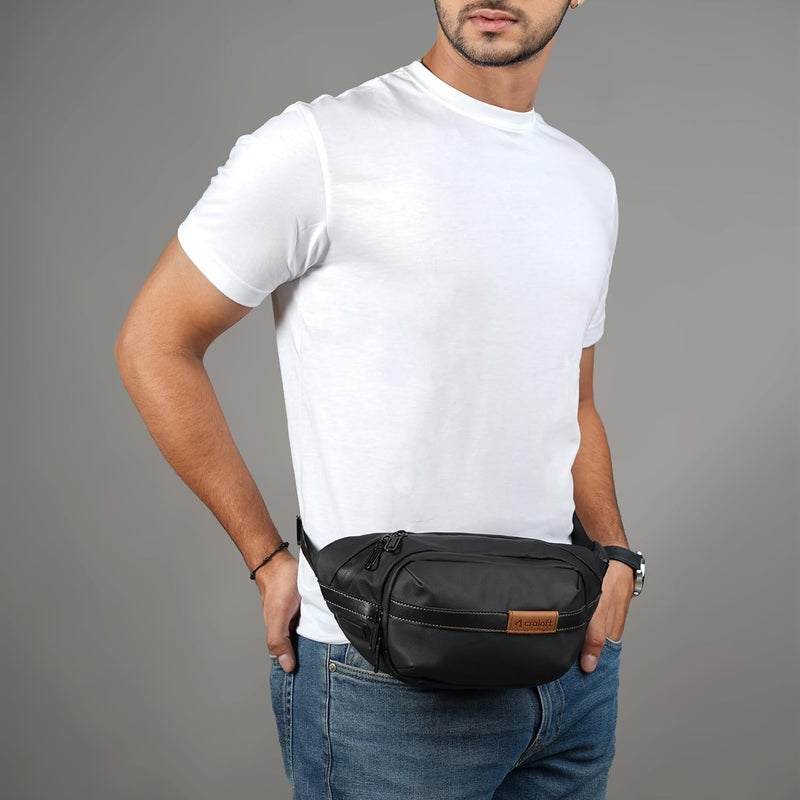 CRALOFT Store Polyester Waist Bag Fanny Pack for Men & Women, Chest Crossbody Sling Bag for Money, Passport & Travel (Black, FP2) - Image 4