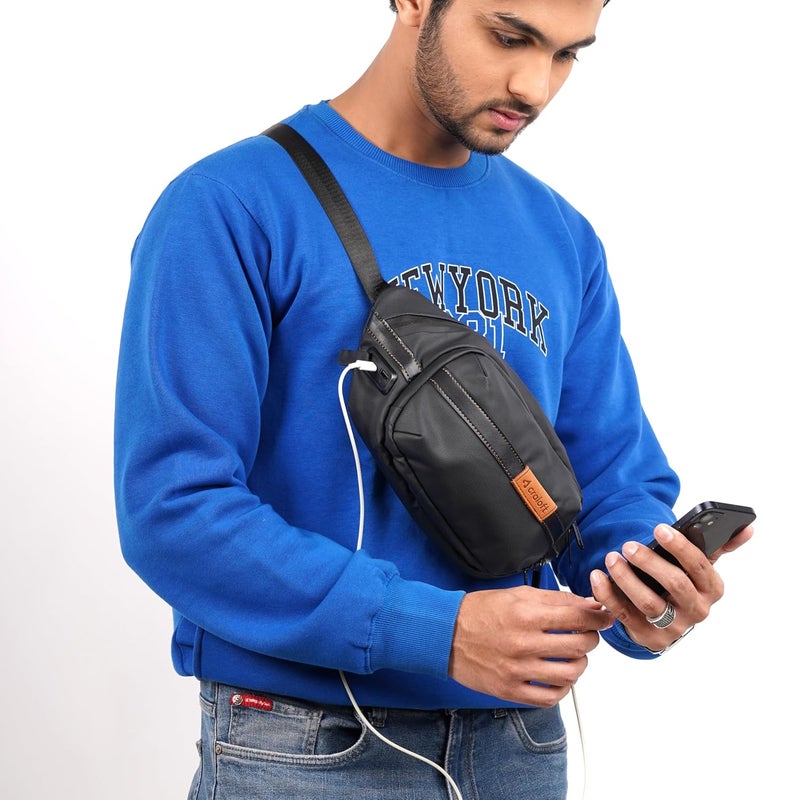 CRALOFT Store Polyester Waist Bag Fanny Pack for Men & Women, Chest Crossbody Sling Bag for Money, Passport & Travel (Black, FP2) - Image 3