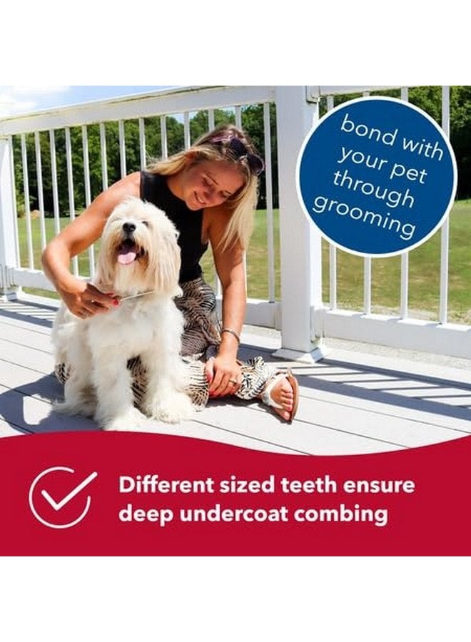 كوستال أمشاط إزالة الشعر من الكلاب من Coastal Pet Safari - فرشاة إزالة الشعر من الكلاب ذات الشعر القصير والطويل - أسنان مختلفة الحجم لتنظيف الطبقة السفلية - 7 × 1.5 بوصة - Image 4