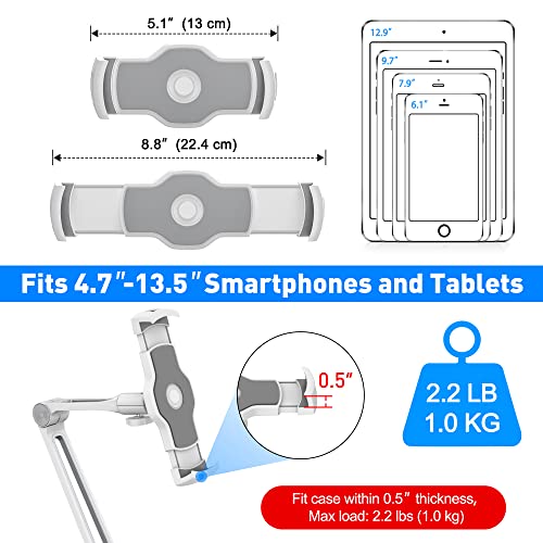 AboveTEK Under Cabinet iPad Mount, 3 in 1 Highflex 360° iPads Wall Mount for Kitchen, Tablet Celling Under Counter Holder, Kitchen Tablet Mount Fits 4.7" to 13.5" iPad, mini, Air, Surface Pro - White - Image 2