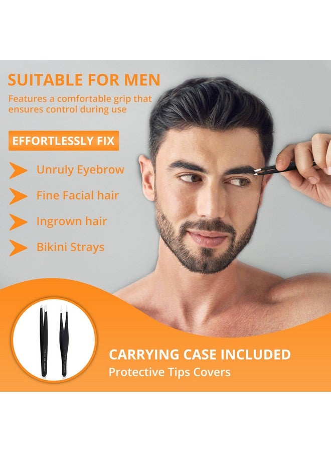 CHECO THE BARBER Tweezers Set: Stainless Steel Pointed and Slanted Tweezer for Eyebrows, Facial Hair, Ingrown Hairs and splinters. (2PCS) - Image 3