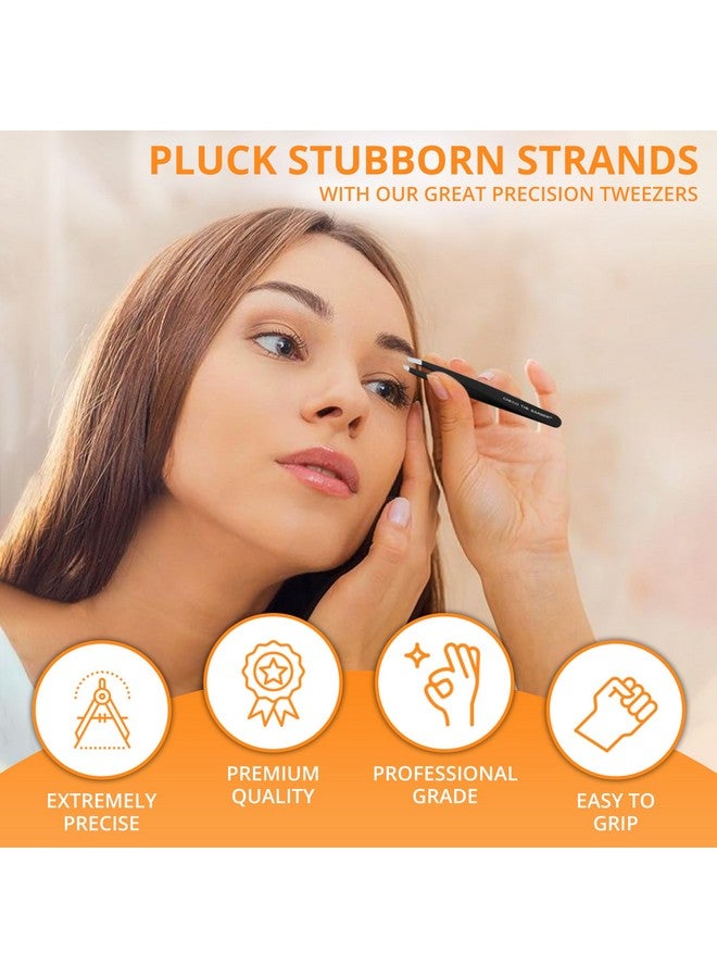 CHECO THE BARBER Tweezers Set: Stainless Steel Pointed and Slanted Tweezer for Eyebrows, Facial Hair, Ingrown Hairs and splinters. (2PCS) - Image 4