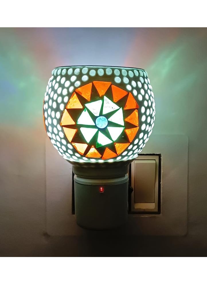 DS ENTERPRISE DS ENTERPRISE Ceramic Kapur Dani Electrical Camphor DiffuserHome Fragrance Aroma Glass Kapoor Dani Essential Oil Diffuser Burner Night Lamp2034DesignWES  - Image 3