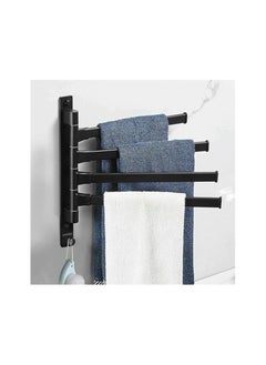 plantex Plantex Aluminum 4-Arm Bathroom Swing Towel Hanger/Towel Holder for Bathroom/Towel Stand/Bathroom Accessories(Premium-Black)  - Image 1