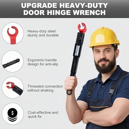 TOLCHENO 6 in 1 Door Hinge Adjustment Tool, Hinge Gap Adjusting Wrench for Residential, Cabinet Doors, High Carbon Steel,Multi-Size Wrench with Ergonomic Handle, Fits 0.39-0.98inch Hinges - Image 4