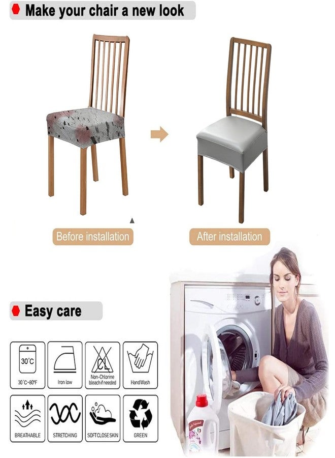 NILUOH Waterproof Seat Covers for Dining Room Chairs Set of 4, Pu Leather Chair Seat Slipcovers Dining Chair Cover Removable Washable Chair Protctor Cover, No Rear Covers (PU-Gray) - Image 5