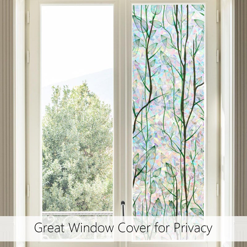 LEMON CLOUD Privacy Window Film 3D Stained Glass Window with Installation Tools,No Glue Static Cling Window Sticker,Decorative for Glass Door,Bathroom,Office and Home (Grove Rainbow,17.5 x 78.7 Inch) - Image 4