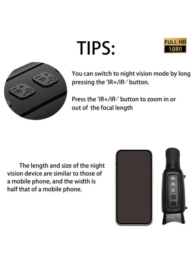 Night Vision Monocular 1080P Infrared 16X Zoom 2 Inch LCD Screen For Hunting - Image 4