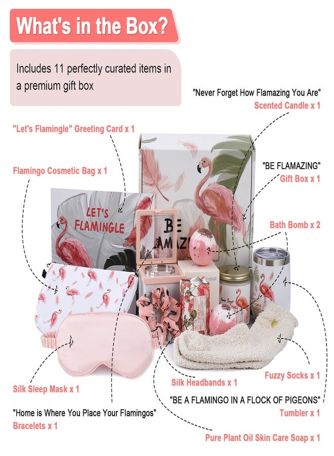 ELSEULAR Flamingo Gifts for Women Pink Gift for Flamingo Lovers, Spa Self Care Gift Box Women's Birthday Basket, Inspirational for Birthday Christmas Mothers Day for Mom Sister Wife - Image 2