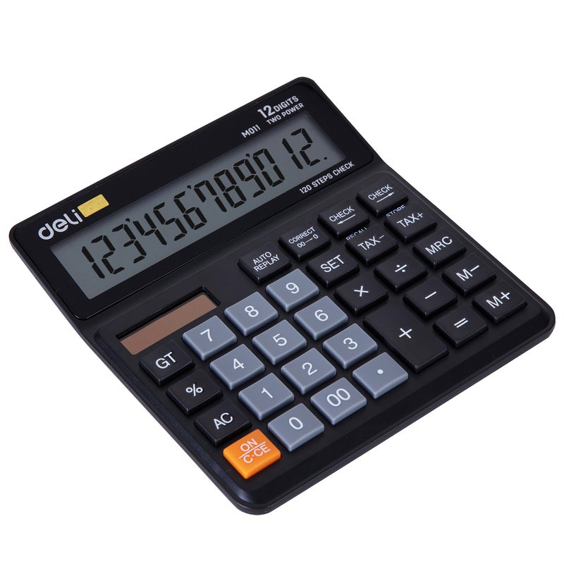 Deli M01120 Desktop Calculator 12 Digit Dual Power Tax Function Auto Replay 120 Steps Check - Image 2