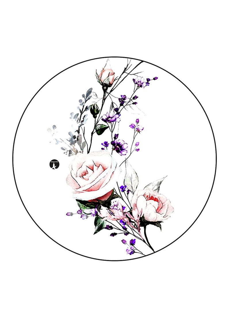 RKN Flowers Printed Mouse Pad  Round  Multicolour