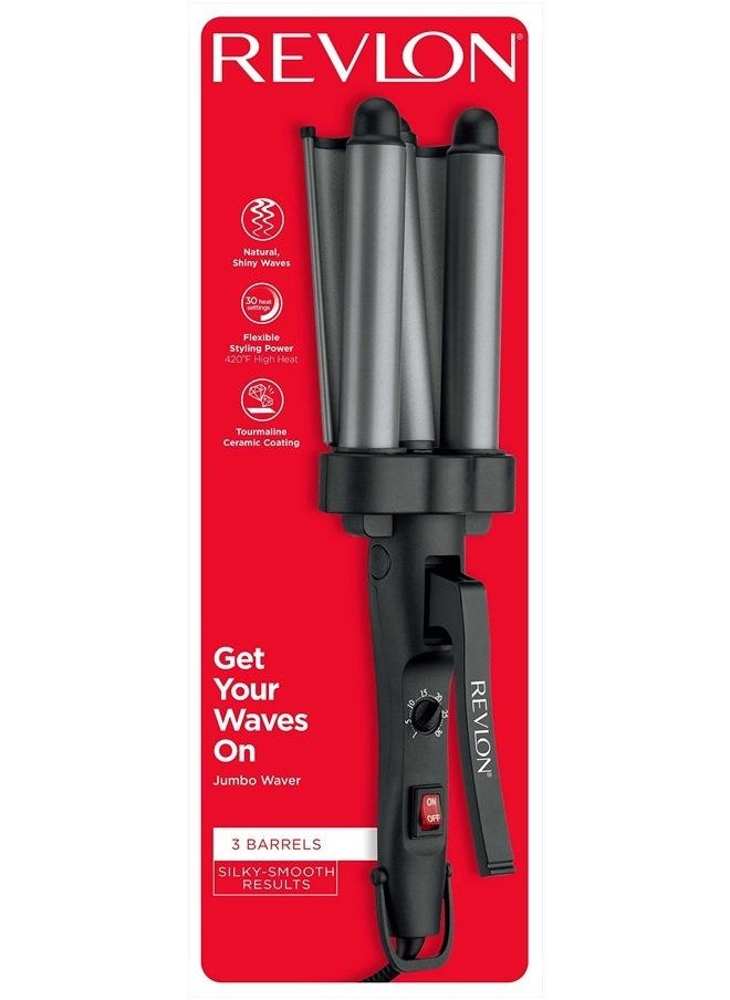 Revlon - مكواة تمويج الشعر 3 أسطوانات | تموجات طويلة الأمد، ذات مظهر طبيعي، (رمادي) - Image 1