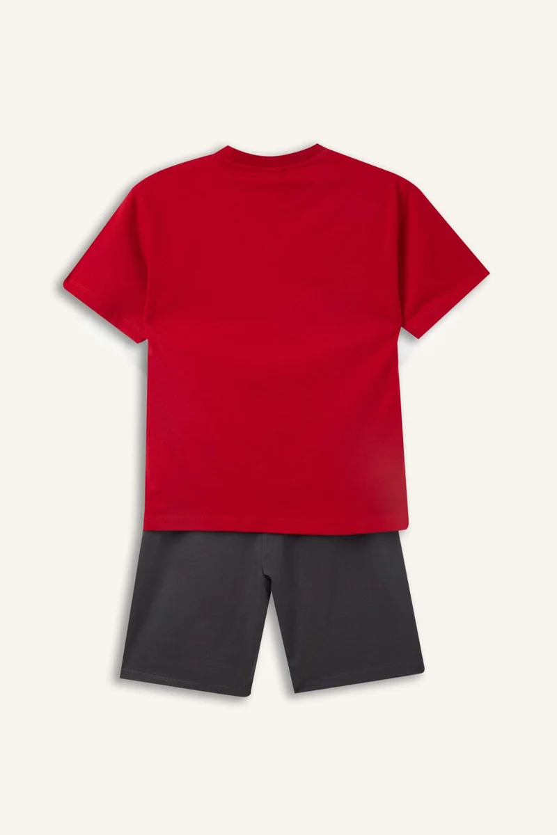 Defacto  100% Cotton Top Shorts 2 Piece Pyjama Set for Men | Best Price UAE