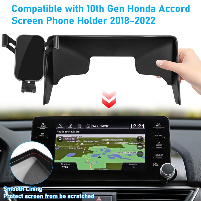 APESER Compatible with Honda Accord Phone Mount 2018 2019 2020 2021 2022,10th Gen Accord Phone Holder for 8 inch Navigation Screen,Accord Cell Phone Holder 360 Degree Rotation Mounted Anti-Shake,black - Image 2
