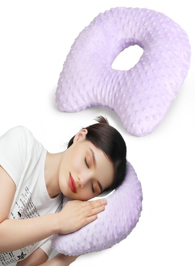 KUAZIDAR Ear Piercing Pillow for Side Sleepers with an Ear Hole - CNH and Ear Pain Ear Inflammation Pressure Sores, Washable and Adjustable Ear Guard Pillow with Cotton Polyester (Purple) - Image 1