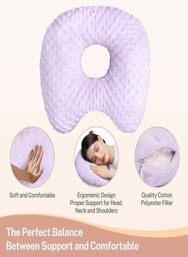KUAZIDAR Ear Piercing Pillow for Side Sleepers with an Ear Hole - CNH and Ear Pain Ear Inflammation Pressure Sores, Washable and Adjustable Ear Guard Pillow with Cotton Polyester (Purple) - Image 5