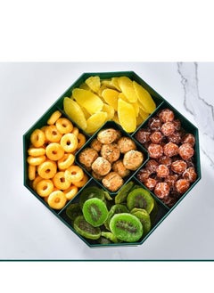 EMZJ Decorative Fancy Food Grade Anti-fade 5- Grid Divided Seeds, Candy, Dried Nuts, Melon, Snack, Fruit Tray With Dust Cover  - Image 3