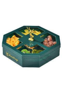 EMZJ Decorative Fancy Food Grade Anti-fade 5- Grid Divided Seeds, Candy, Dried Nuts, Melon, Snack, Fruit Tray With Dust Cover  - Image 1