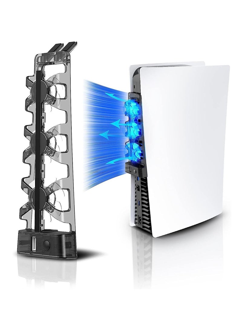 PS5 Cooling Fan, PS5 Cooler with 3 High Speed Cooling Fans (5000RPM) and LED Lights, PS5 Cooling Fan with USB Port, PS5 Accessories for Sony PS5 Digital/Disc Edition - Image 1