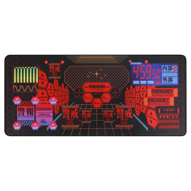TREASURE CASE Mouse Pad EVA Unit - 01 Themed Gaming Mouse Pad 35.4"x15.7", Cyber Alert Emergency Interface Design - Image 1