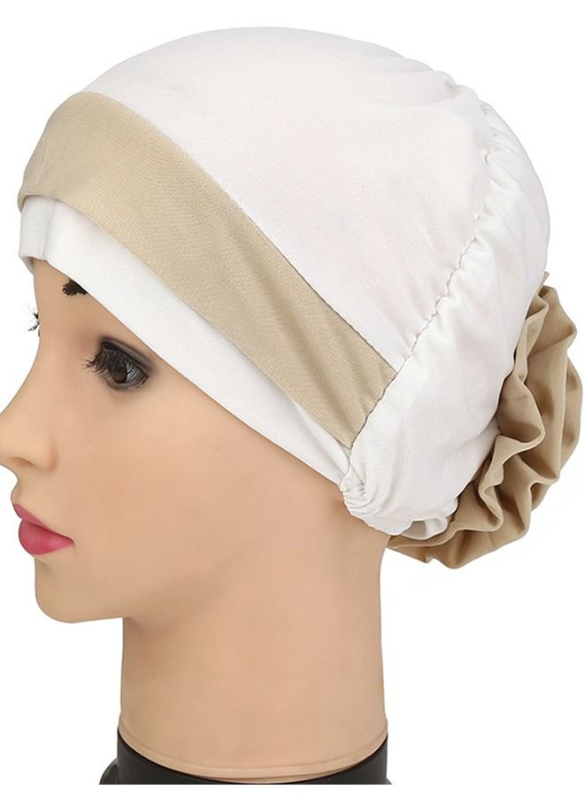 Loquat Double-Color Floral Headband Cap White  - Image 2