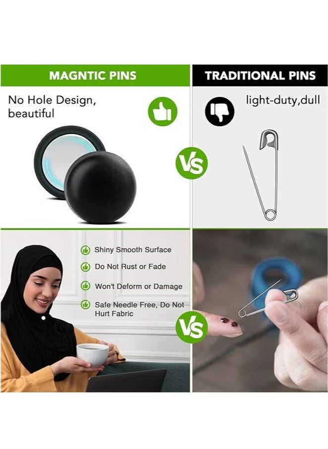 Strong Magnetic Hijab Pins, 4 Pack Powerful Hijab Magnets Multi-Use Pinless Hijab Magnetic Pins, Colorful Magnet Pins Scarf Magnetic Pin No-Snag Brooch Clasp for Clothes Dress Scarves (Matte) - Image 4