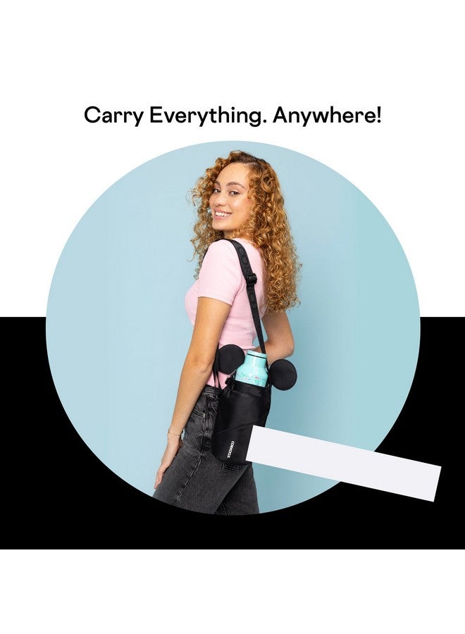 CORKCICLE X Disney Minnie Mickey Mouse Ears Crossbody Water Bottle Sling Bag, Black, Fits 16-40 Oz Tumbler - Secure Items In Water Bottle Holder With Strap - Image 3