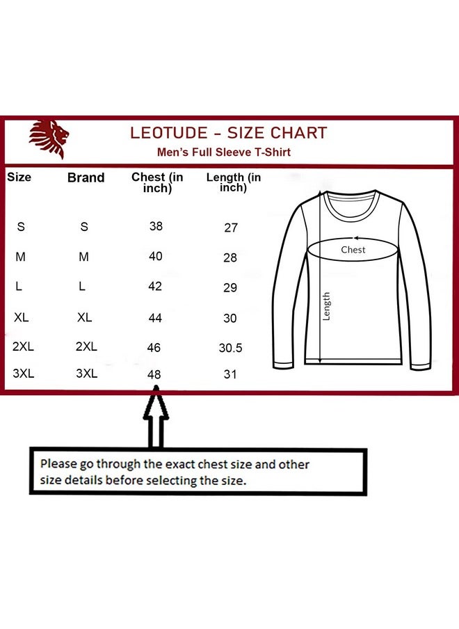 LEOTUDE - Men'S Regular Fit Cottonblend Full Sleeve Round Neck T-Shirt (18All_P_Maroon_M) - Image 1