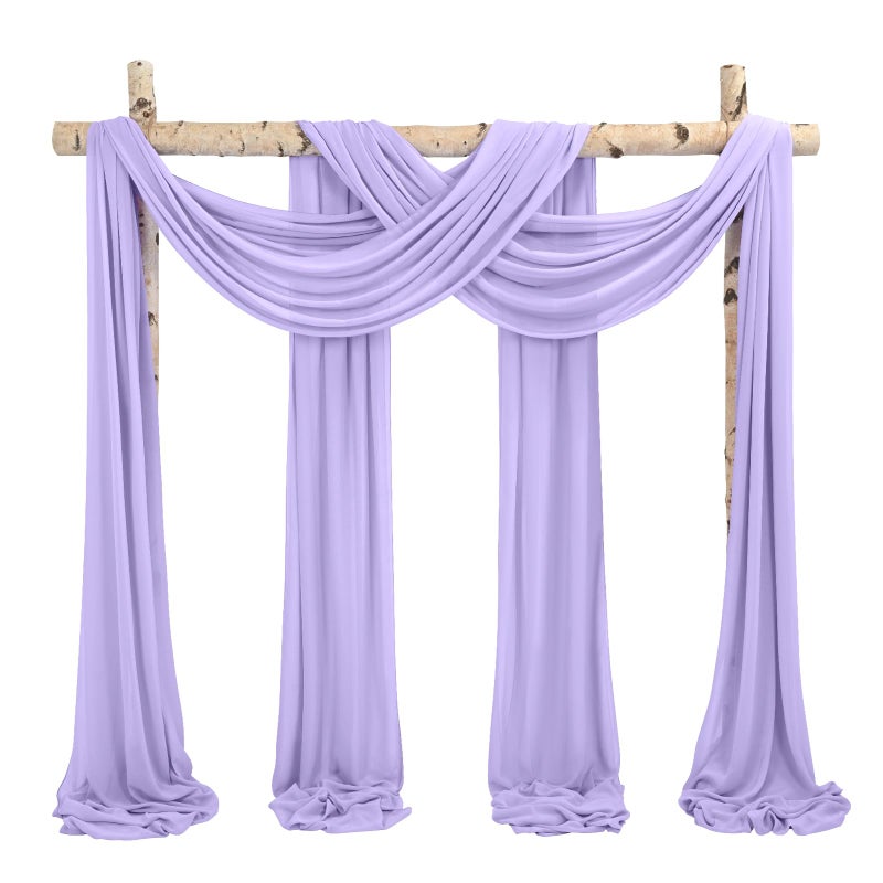 Showgeous الستائر القوس الزفاف الأرجواني لافندر 12 لوحات 28 "" × 20 قدم من القماش الشيفون للحفل والاستقبال - Image 1