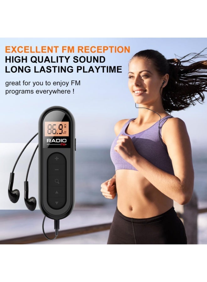 Portable Radio, Rechargeable Pocket Transistor Radio with Reception Digital Tuning, LCD Screen with Backlight,Belt Clip, Stereo Sound Earphone Jack for Gym, Jogging, Walking, Camping - Image 3